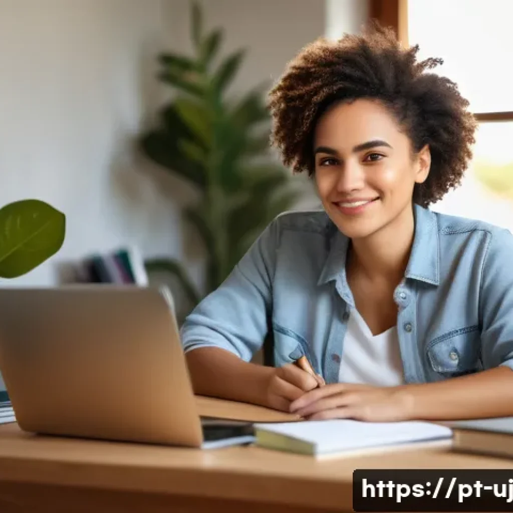 회복탄력성을 높이는 이직 전략 - A confident young professional woman of Latin American descent sitting at a cozy home office desk, s...