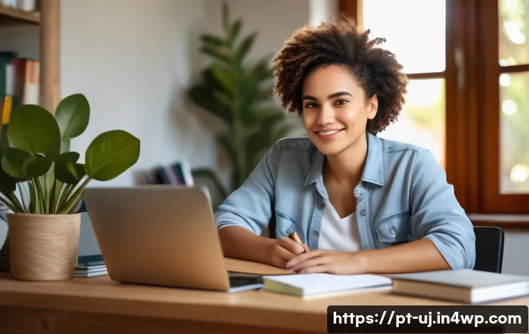 회복탄력성을 높이는 이직 전략 - A confident young professional woman of Latin American descent sitting at a cozy home office desk, s...