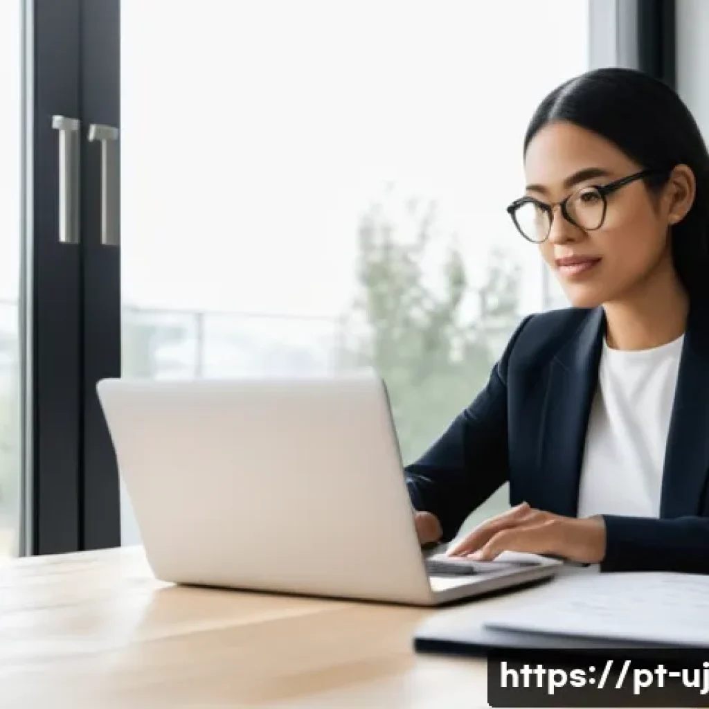 경력 회복탄력성을 위한 시간 관리 전략 - A modern home office scene featuring a young professional woman organizing her day using digital too...