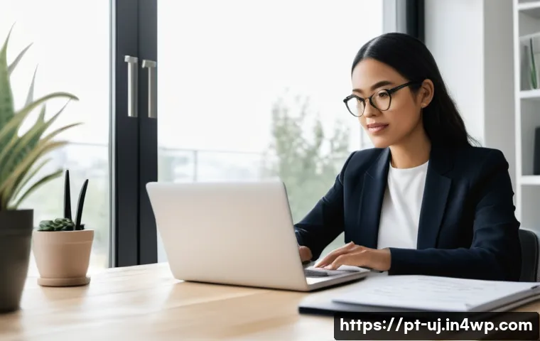 경력 회복탄력성을 위한 시간 관리 전략 - A modern home office scene featuring a young professional woman organizing her day using digital too...