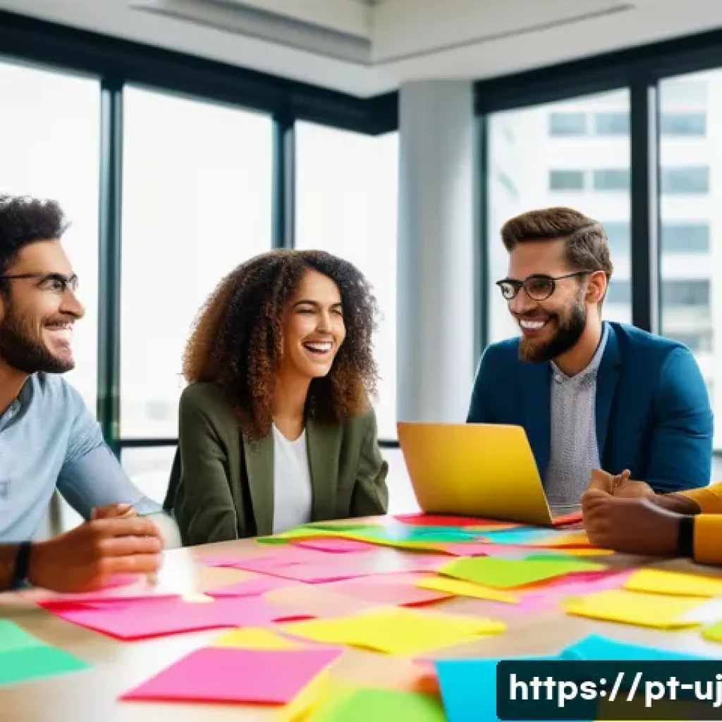 회복탄력성을 높이는 창의적 문제 해결법 - A diverse group of Brazilian professionals in a modern office setting, engaging in a lively brainsto...